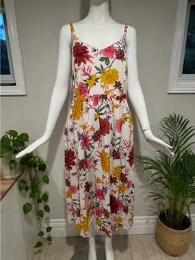Old Navy Floral Smocked Cami Midi Dress Size Large Cottagecore Summer